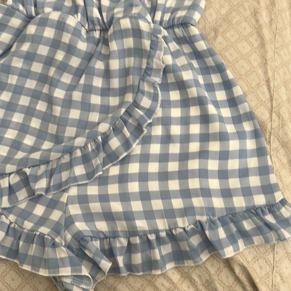 Honey and Sparkle Blue and White Plaid Romper - Picture 4 of 5